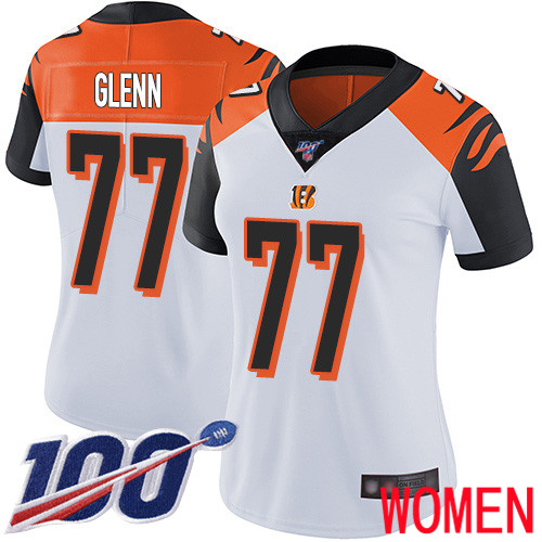 Cincinnati Bengals Limited White Women Cordy Glenn Road Jersey NFL Footballl #77 100th Season Vapor Untouchable->women nfl jersey->Women Jersey